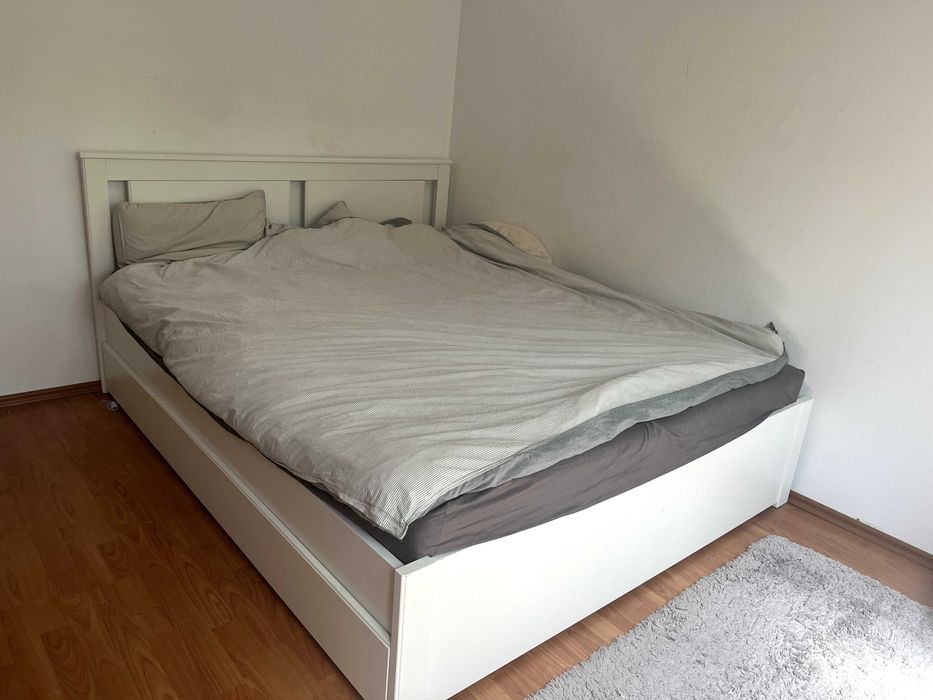 Cadru pat SONGESAND IKEA, 2 cutii depozitare, 140x200 cm + saltea JYSK