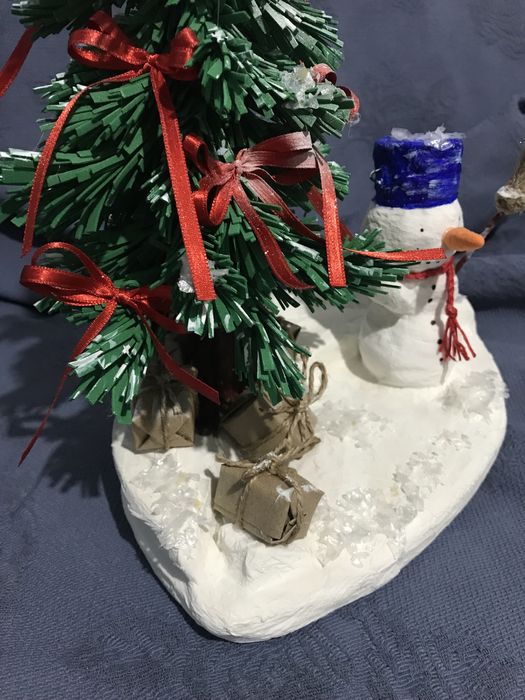 Decor de iarna handmade, Brad si Om de zapada