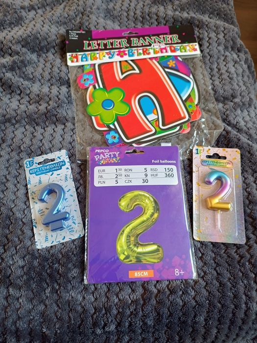 Set petrecere copii lumânare balon cifra 2