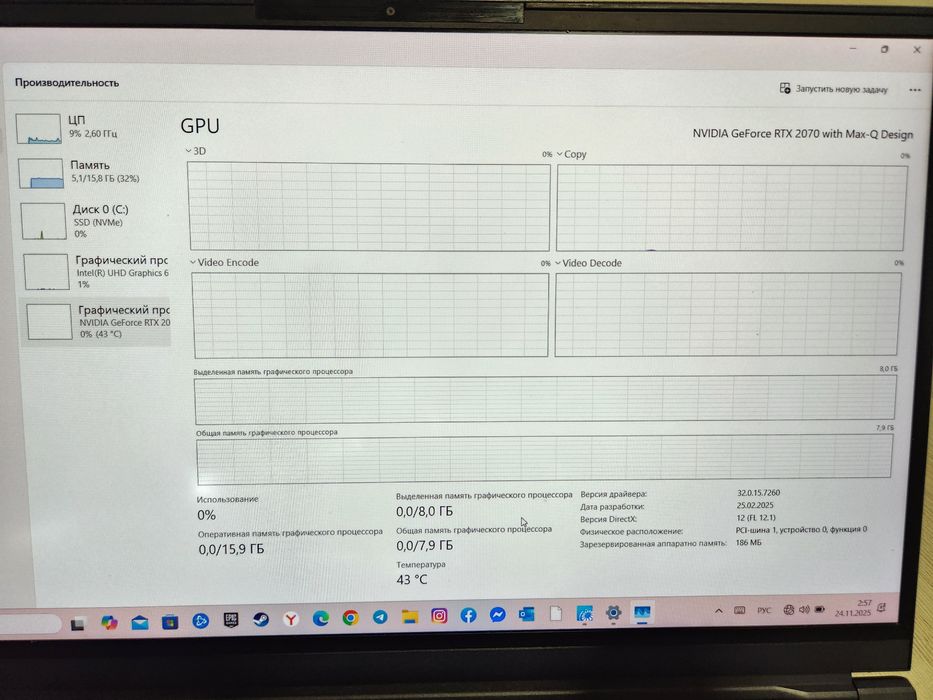 Нотбук i7 9750H RTX 2070 max Q 8 gb Galleria японская фирма