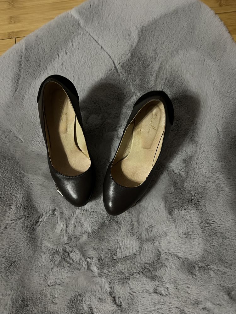 Pantofi piele gri cu negru