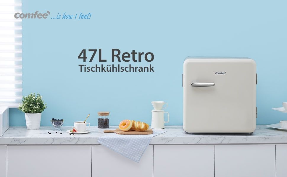 Ретро модел Мини хладилник Comfee 47L 50cm. Изключителното тих!