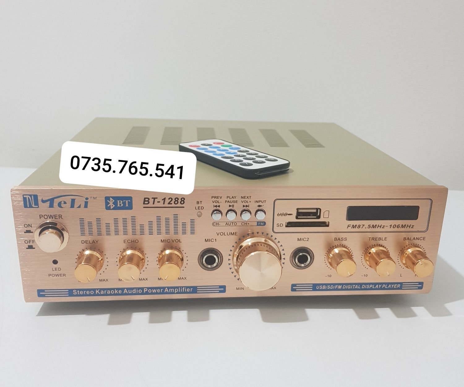 Amplificator statie audio bluetooth USB telecomanda BT-1288