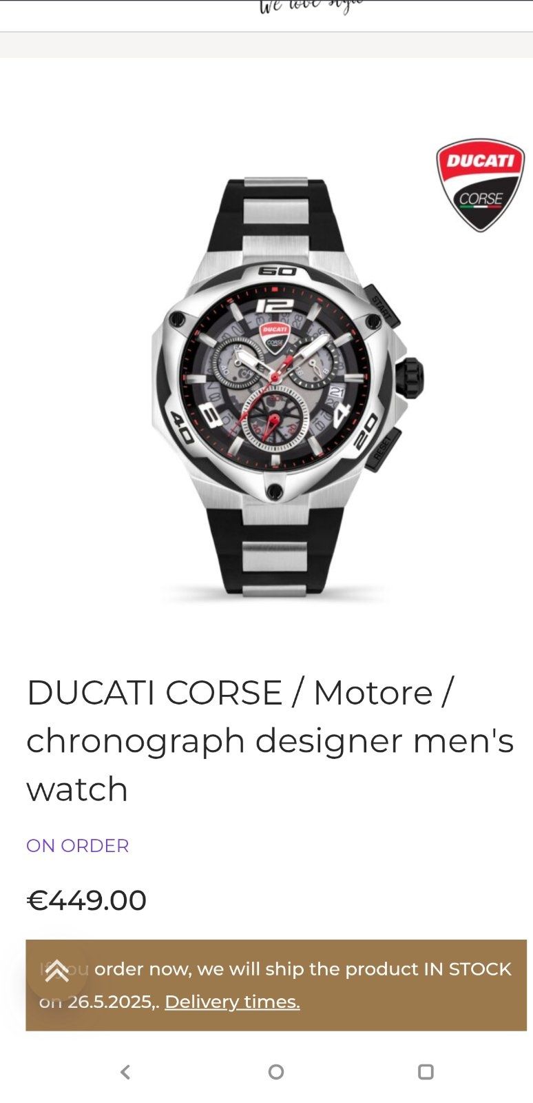 Часовник Ducati corse оригинален 24 мес. Гаранция часовник Дукати корс