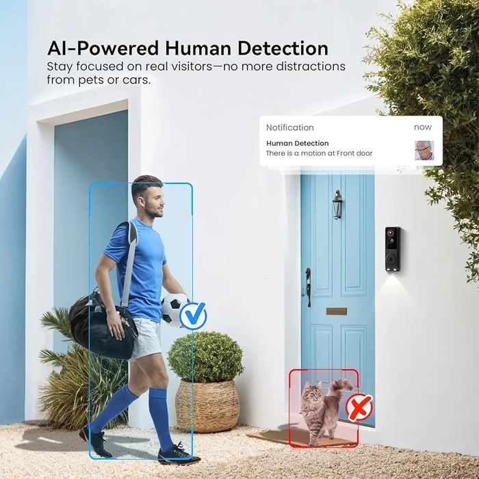 Sonerie video wireless WiFi 2.4GHz 1080P cu sonerie, vedere nocturnă,