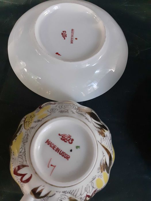 ЛФЗ - невероятен сервиз за чай руски порцелан много позлата