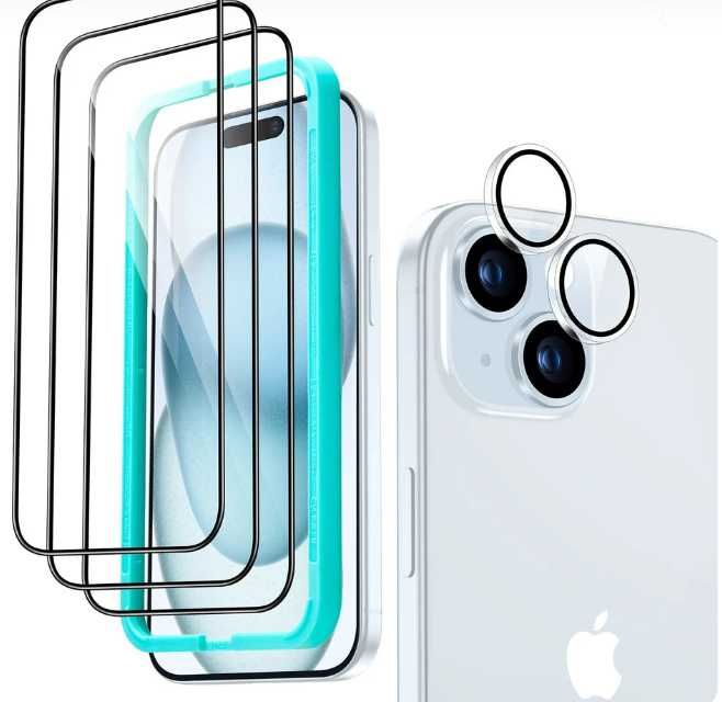 ESR Комплект Протектори за екран и лещите на камерите за Iphone 15 pro