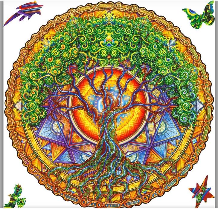 Пазл 3D деревянный фигурный "МАНДАЛА ДРЕВА ЖИЗНИ" Unidragon.