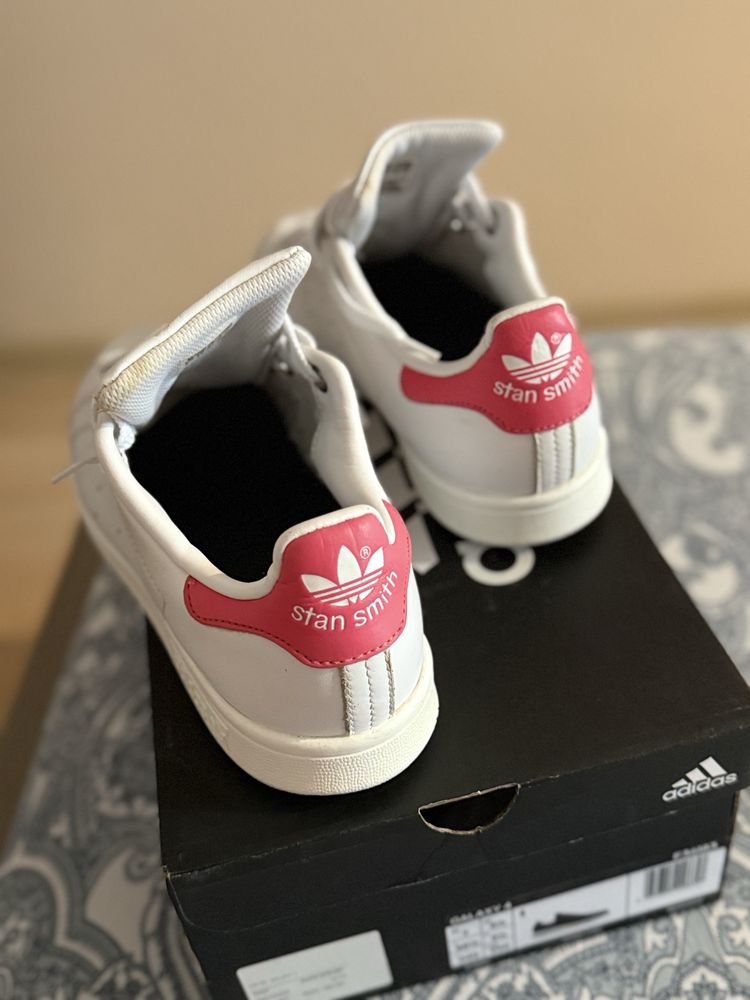 Adidasi Stan Smith alb cu roz piele naturala