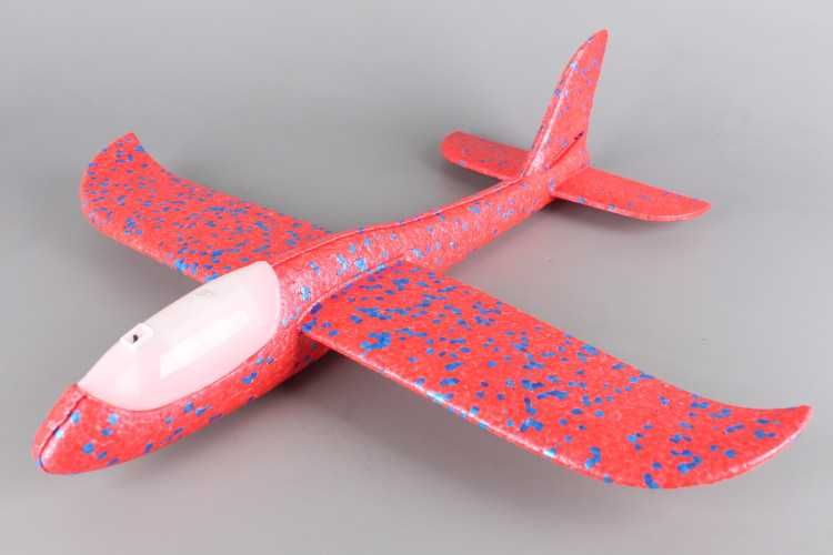 Детска играчка Самолет Светещ стиропорен самолет за хвърляне 48 см