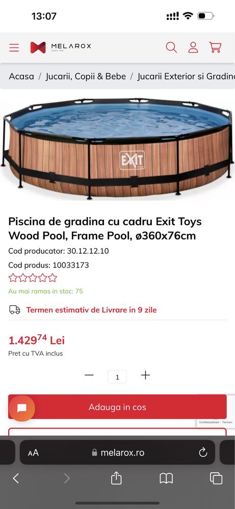 Piscina exit toys 300 x 76 cm cu pompa NOU GARANTIE FACTURA