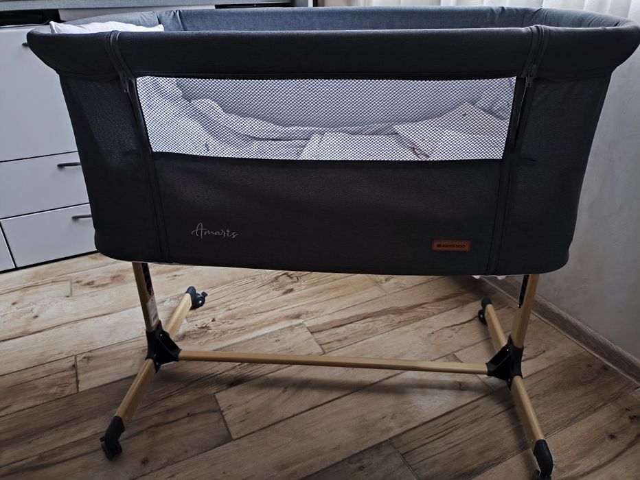 Kikkaboo Мини кошара Amaris Dark Grey с матрак и два броя завивки