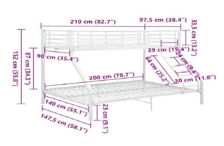 Двуетажно легло със спалня, подходящ за матраци 140x200 см/90x200 см