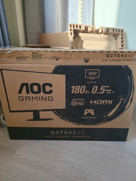 Монитор AOC Q27G42XE, 27 инча, 2560x1440, IPS, 180Hz, 1ms, 2x HDMI, DP