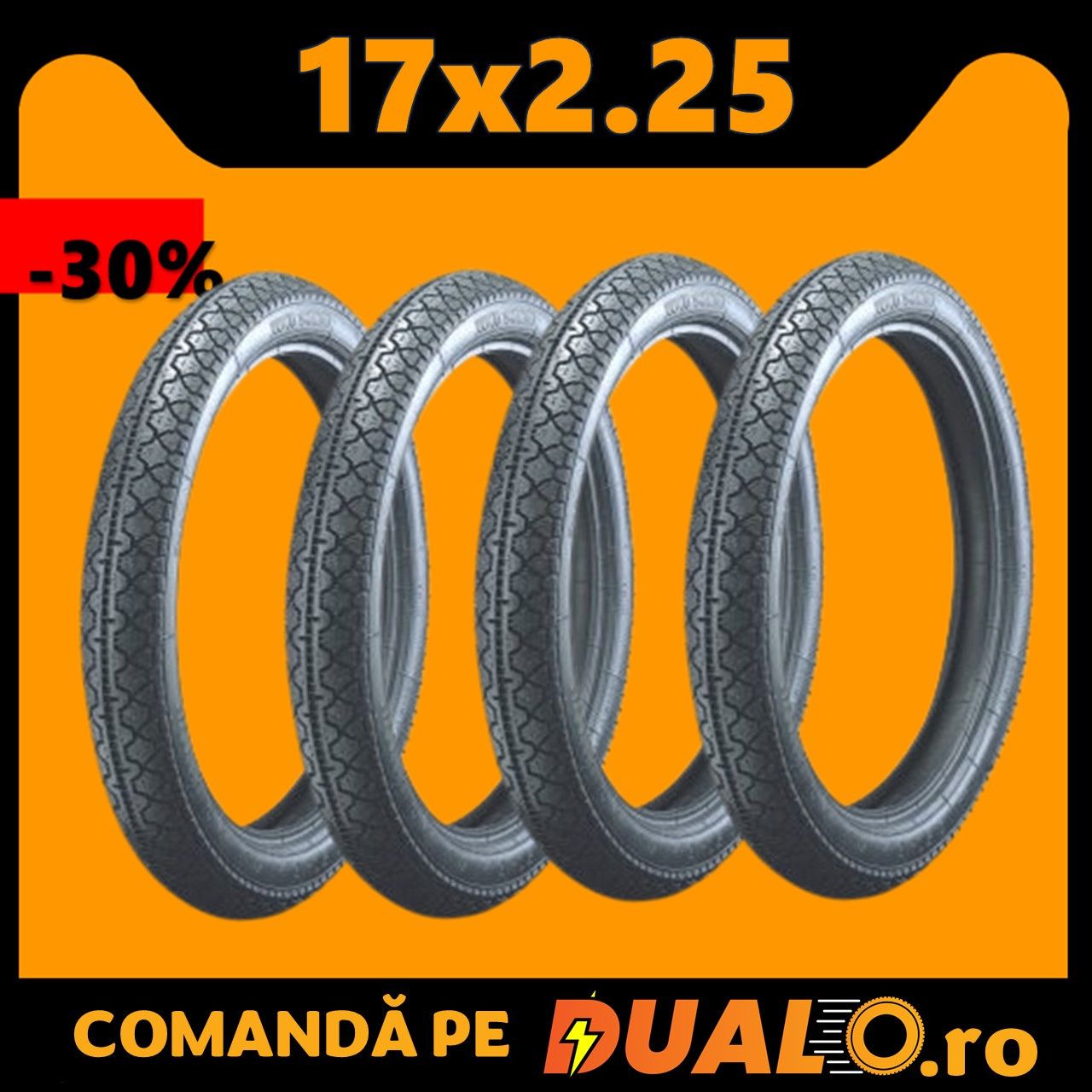 Set 4 cauciucuri 17x2.25 motorete scuter trotinete cu pedale