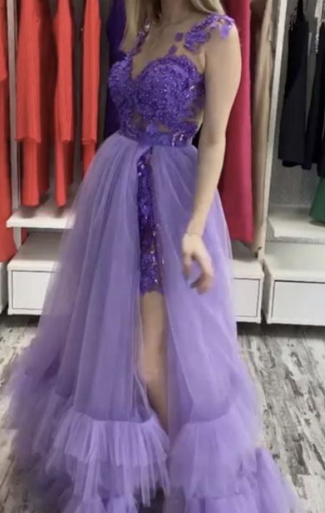 Rochie violet din tull