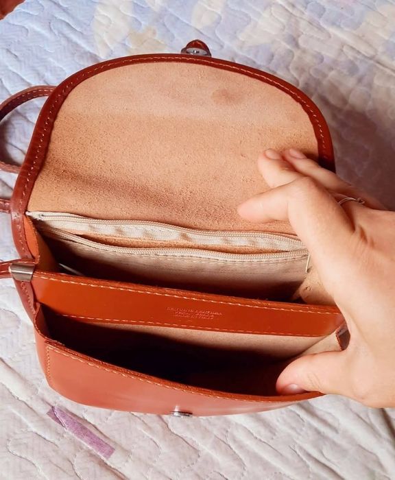 Geantă damă cu două compartimente din piele, Firenze Made in Italy