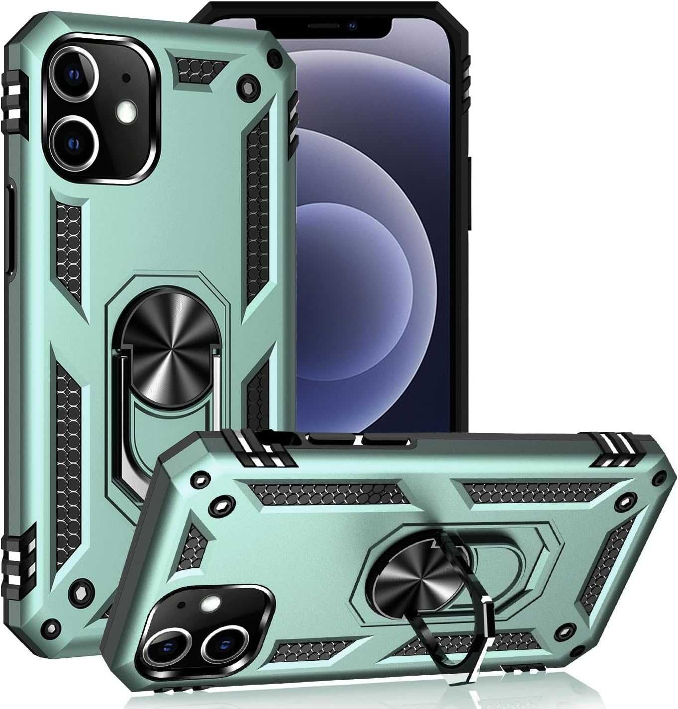 Husa Rugged Tough Armor iPhone 12 Pro Max Turquoise cu inel pt deget