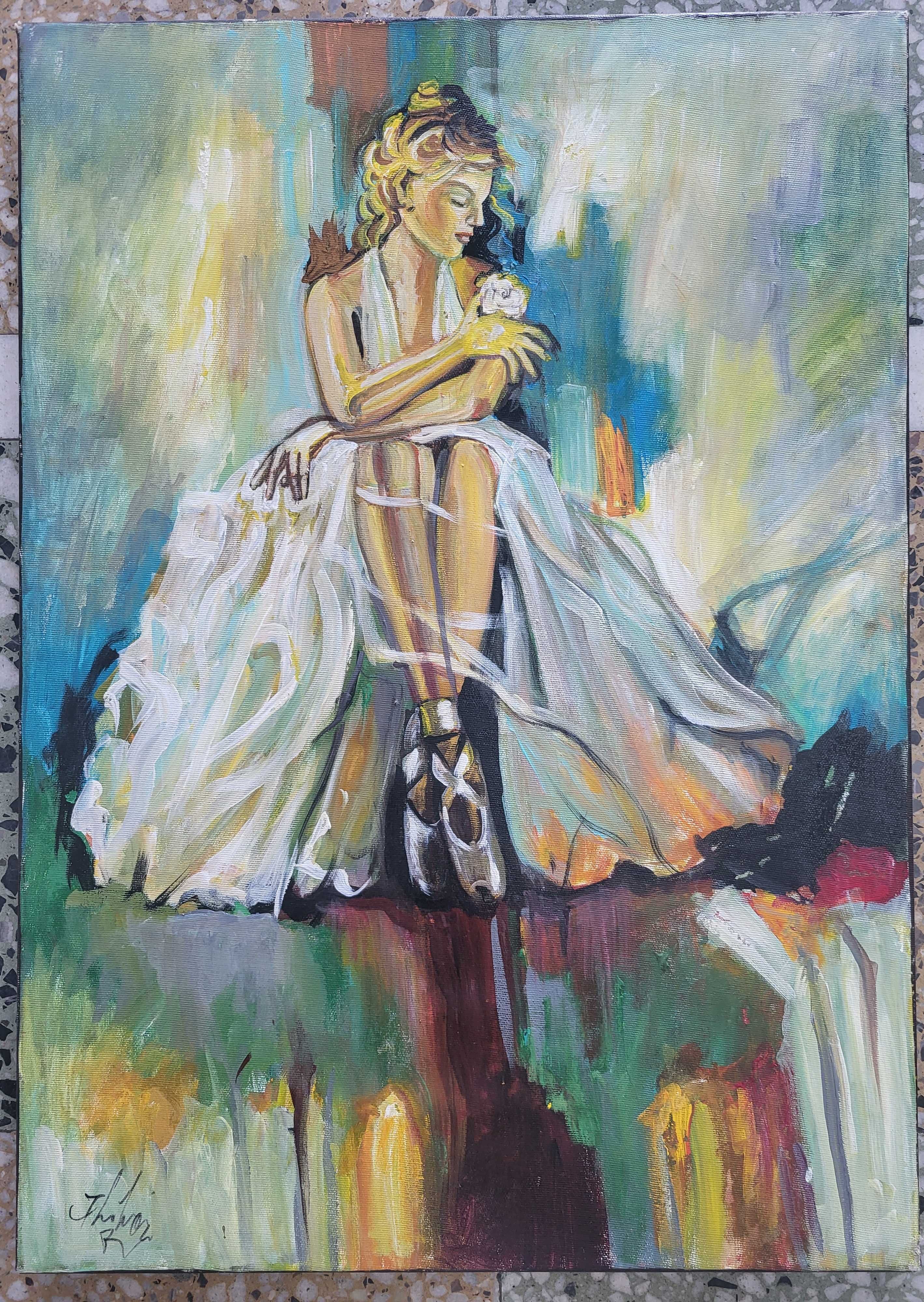 ”BALERINA” Tablou AUTENTIC, românesc, ulei/panza, 70x50cm, GARANTIE!