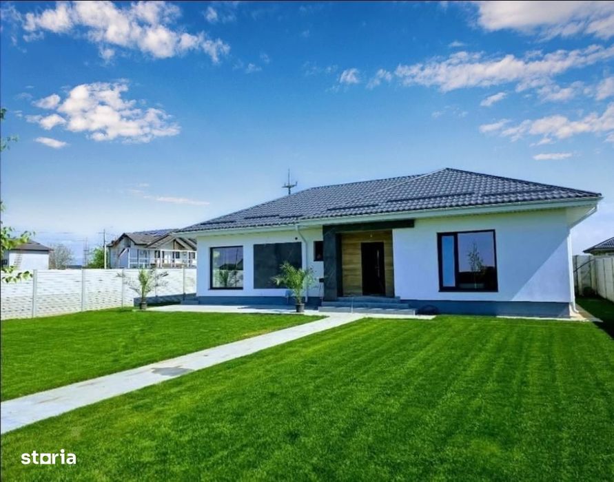 DOMNESTI | Casa parter | toate utilitățile | placa beton | asfalt