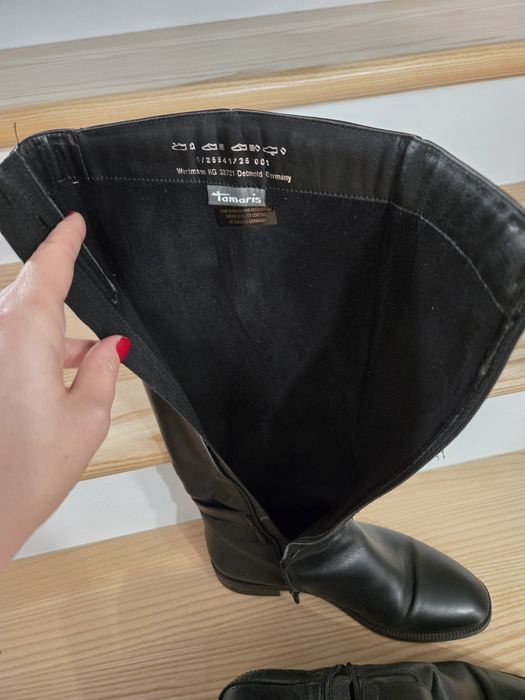 Tamaris cizme lungi din piele naturala