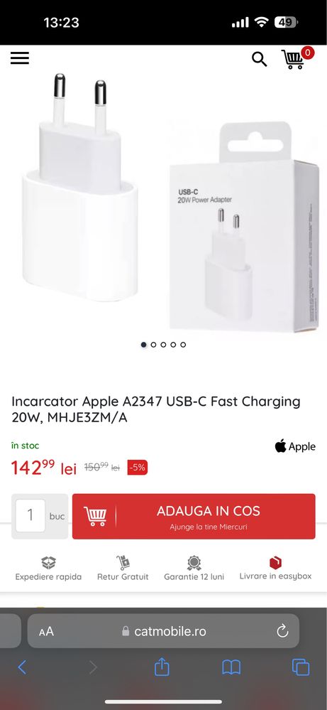 Adaptor Incarcator Iphone 20W