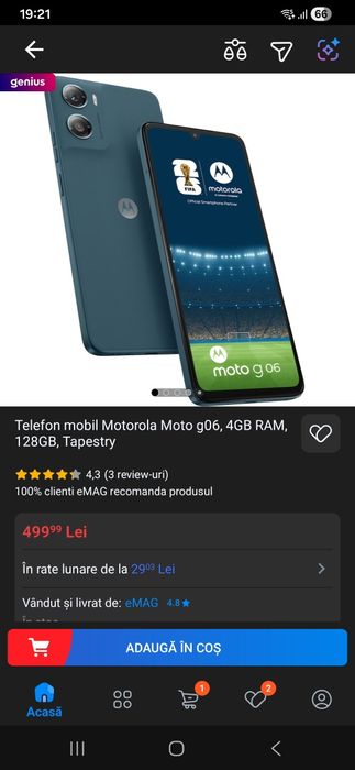 Telefon mobil Motorola Moto g06, 4GB RAM, 128GB, nou, sigilat,  garan