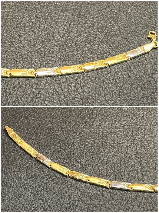 Златна гривна нова 14 K 585 Gold zlatna grivna  бяло-жълто злато