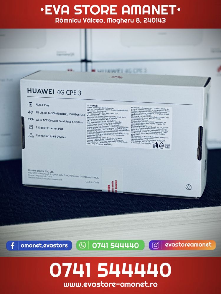 Router Wireless cu SIM HUAWEI 4G CPE 3 LTE 300Mbps Wi-Fi AC1300