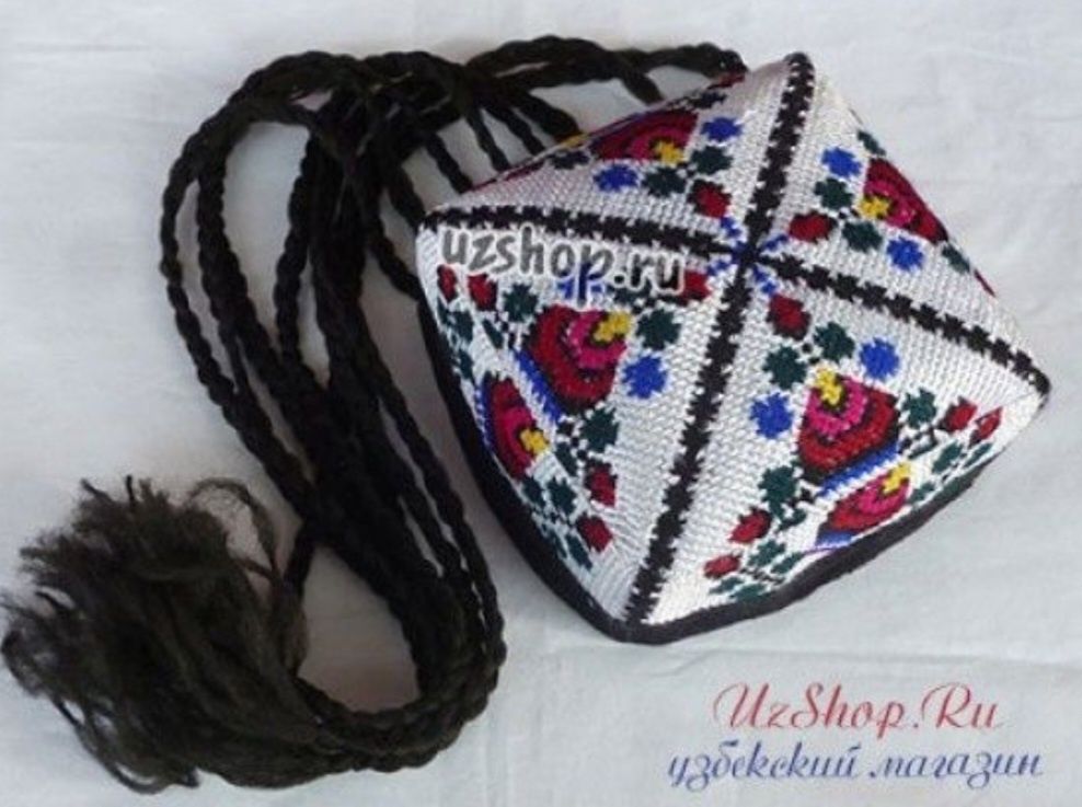Узбекская национальная женская"тюбетейка"с косичками  на девочку 6/99.