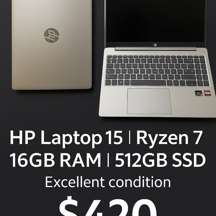 HP Laptop 15 | Ryzen 7 | 16GB RAM | 512GB SSD | Отличное состояние”