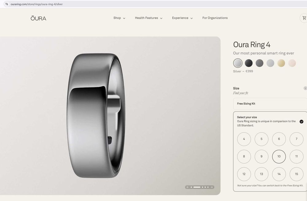 Inel inteligent Oura gen 4 - marime 10