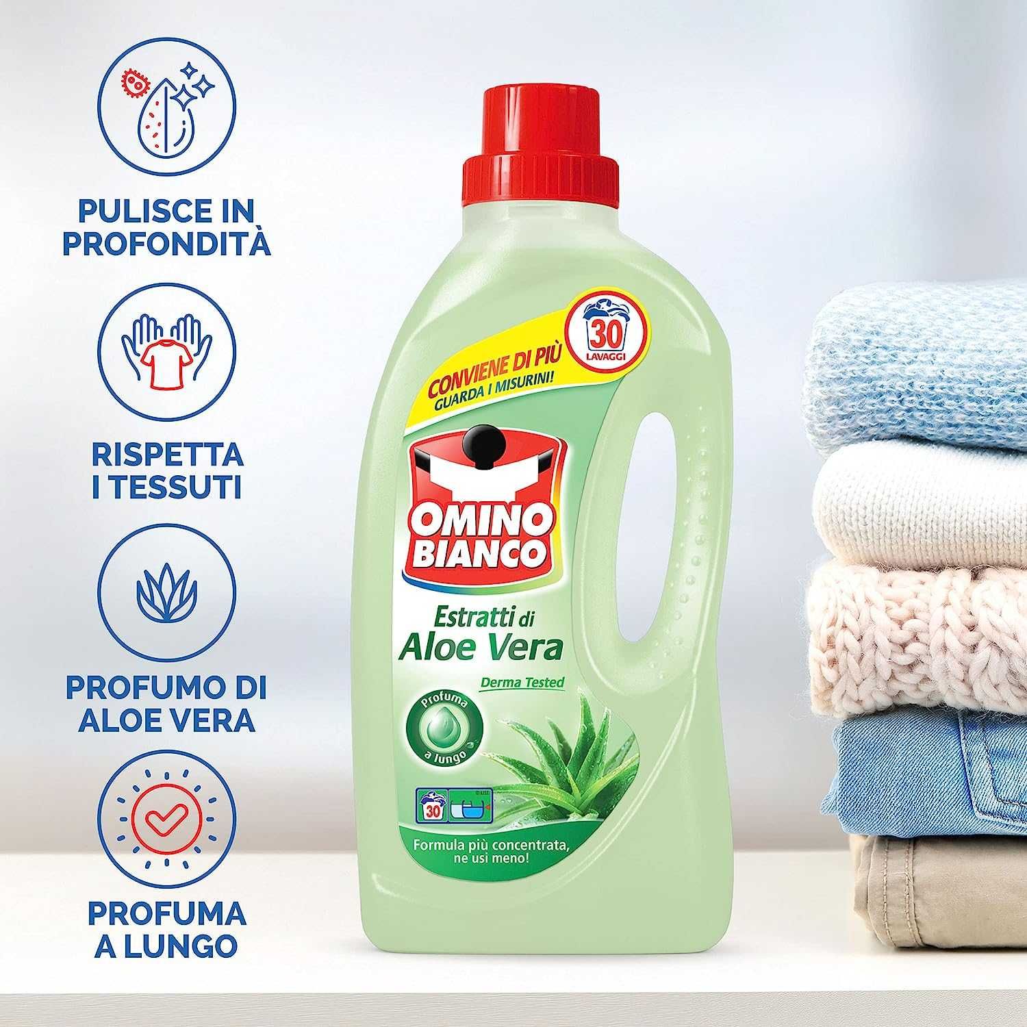 Omino Bianco -ВНОСЕН течен перилен  препарат за пералня 240 пранета