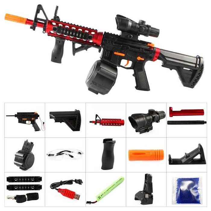 Комплект Детски бластер с меки гел топчета Orbeez, с батерия, Черен