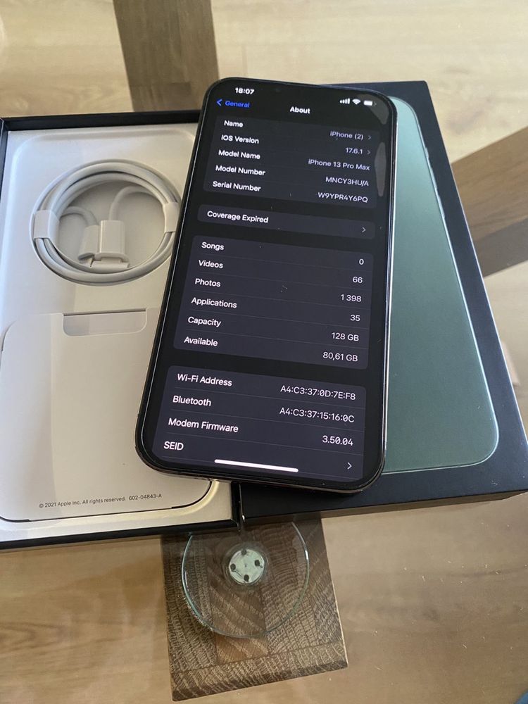 iPhone 13 Pro max Green 128GB-Перфектен 87% батерия
