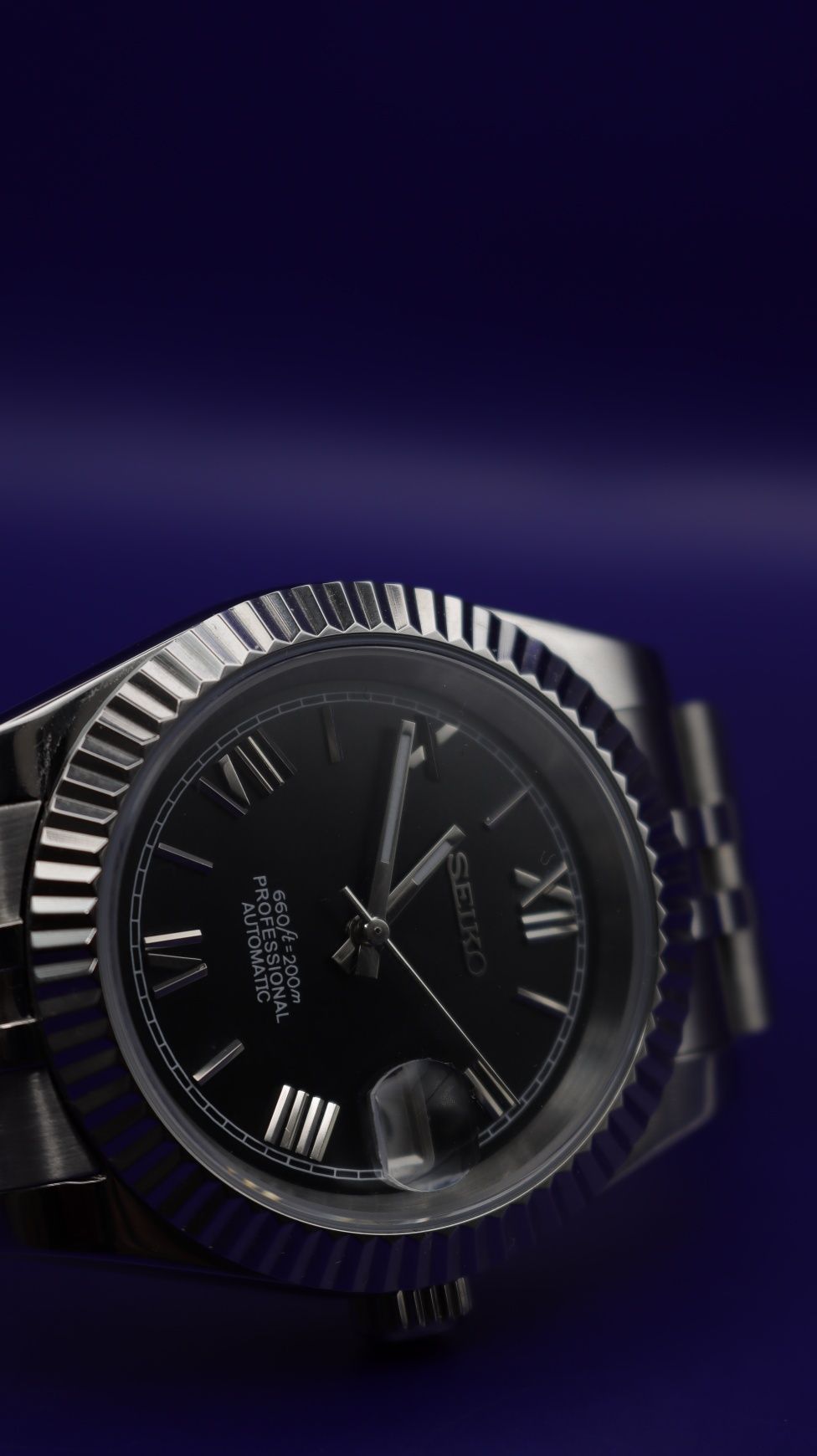 Ceas automatic Seiko DateJust Black Roman Silver