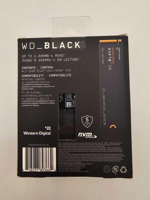 Hard WD Wester Digital Black SN 7100 nvme ssd 500GB