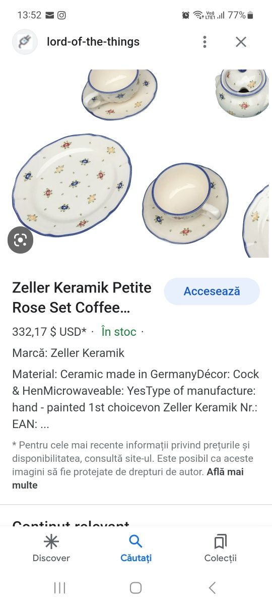 Set cafea/ceai Zeller Keramik Petite Rose