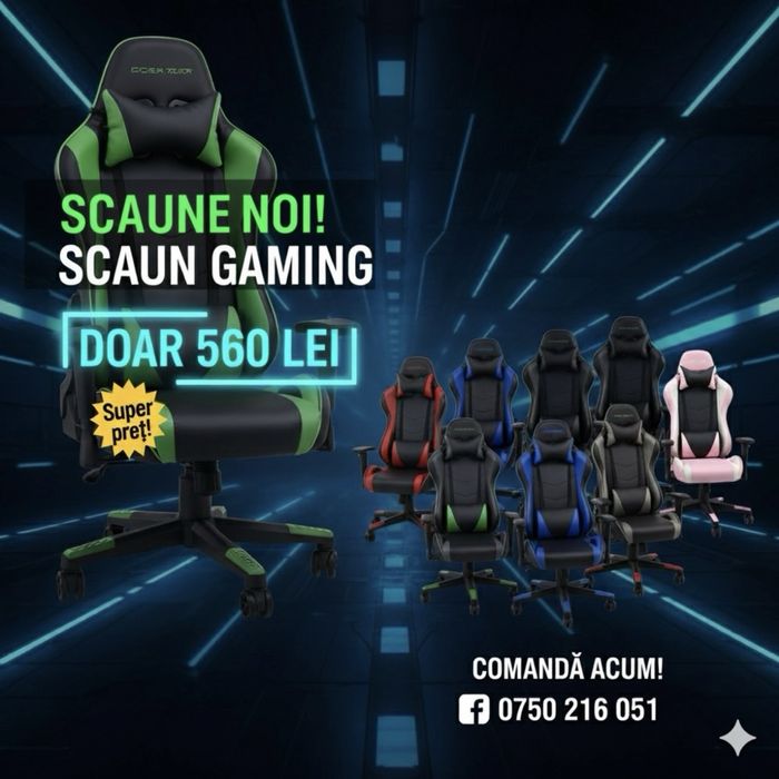 Scaun de gaming noi cu suport de picioare