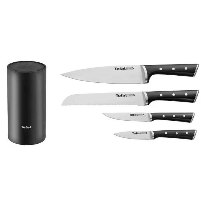 Set de 4 cutite cu suport Tefal Ice Force, inox