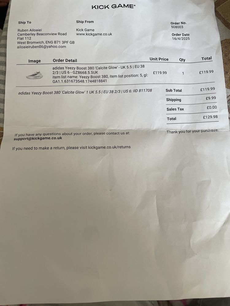 Adidas Yeezy Boost 380 Calcite Glow ( DEADSTOCK )