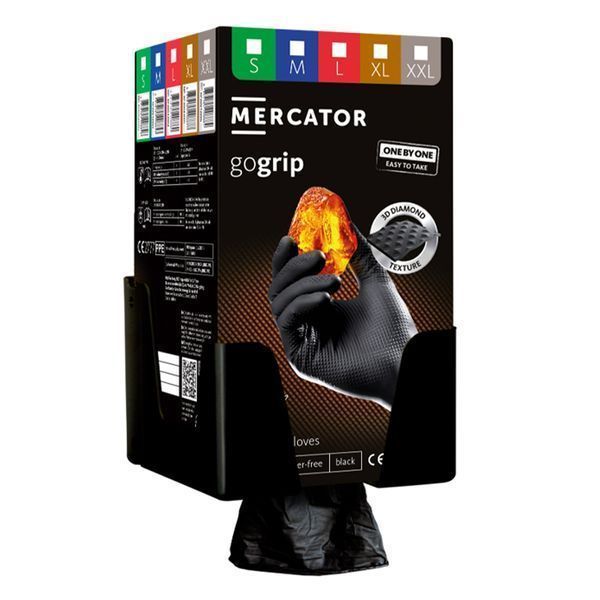 Премиум нитрилни ръкавици mercator gogrip one by one черни, размер xl,