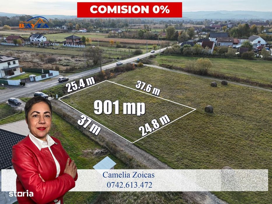 Teren de casă 901 mp, în Săcălășeni – Exclusivitate & comision ZERO