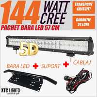 PACHET auto 144w offroad bara led+suport numar+cablaj LIVRARE INCLUSA