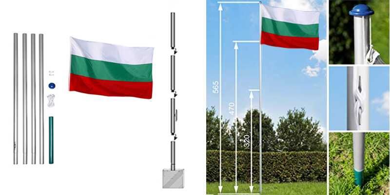 Бюджетен сглобяем алуминиев пилон със знаме на България 90/150 см.