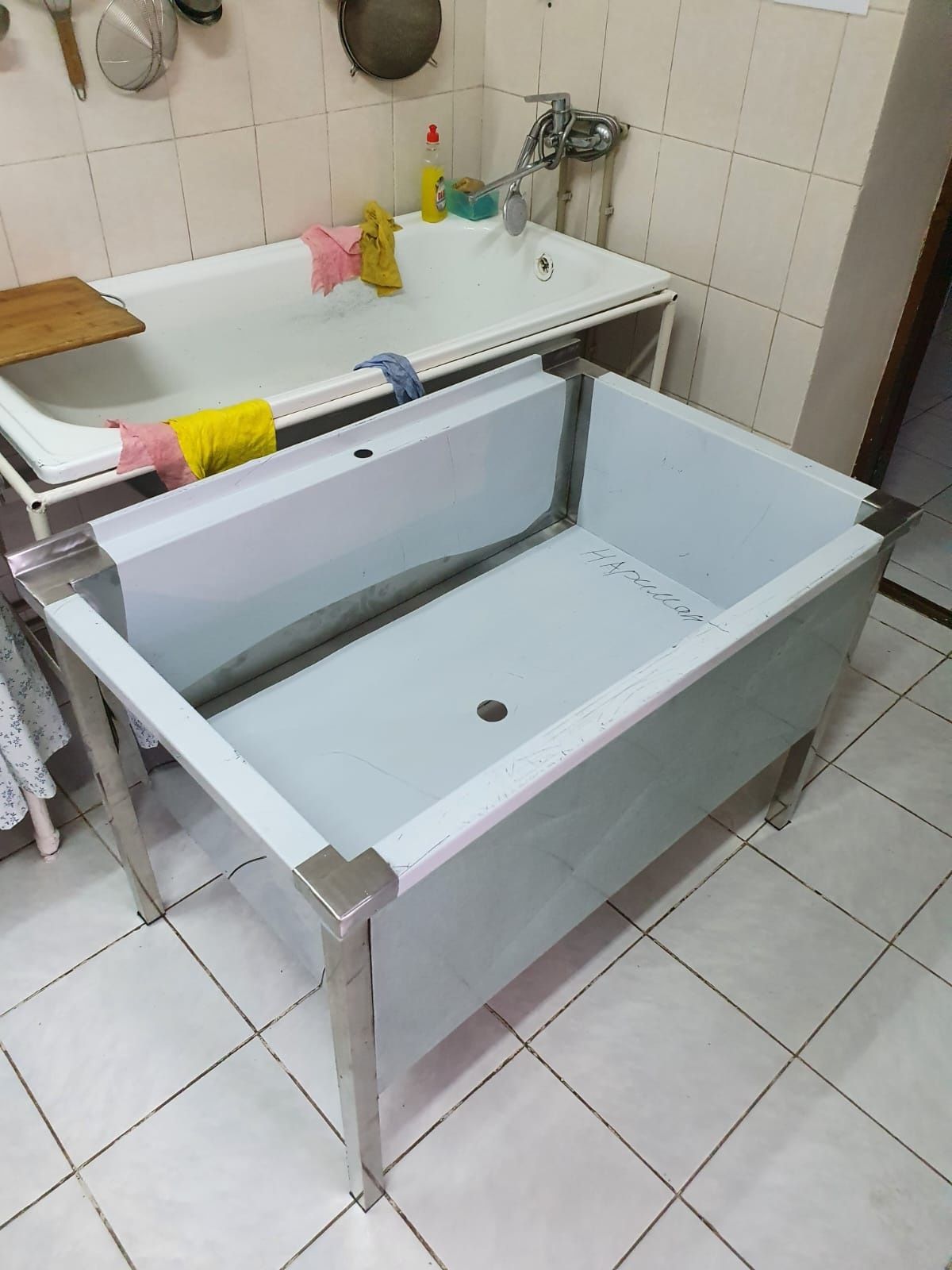 Одна секционная мойка, Двухсекционный Мойка ванна моечная кухонное обо
