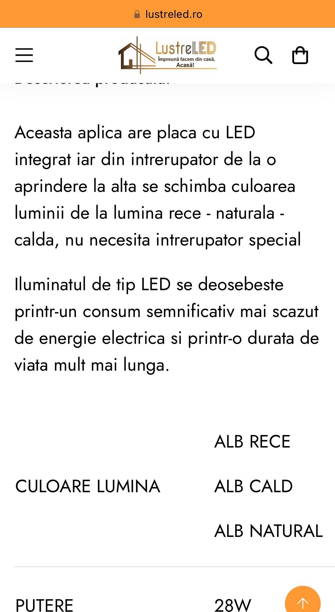 Aplica Led 28W Round alba Slim 3  funcții pret/ buc 2 bucăți