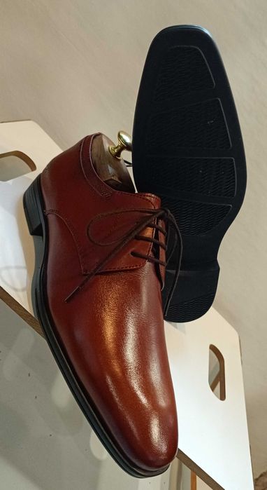 Pantofi derby 41 plain toe premium Whild Rhino NOI piele naturala moal