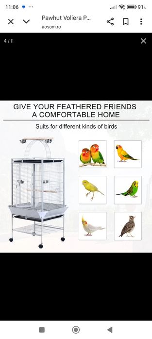 Cusca,colivie,voliera pasari Pawhut 160 cm – Mobila cu Stinghii & Tavi