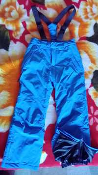 Pantaloni grosi ski-sanie copii, 8 ani (128 cm), impermeabili și dubli